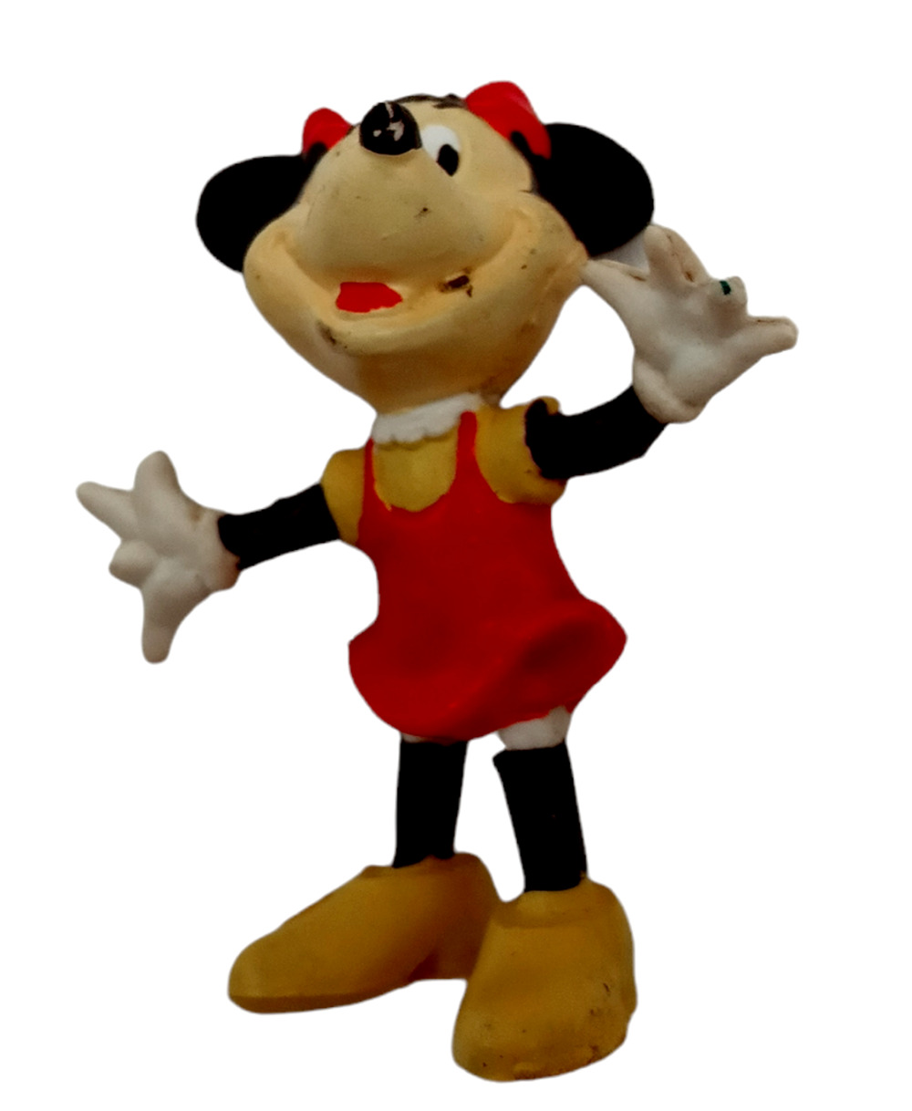 Disney Minnie Mouse PVC Figurine Red Yellow Dress Vintage Toy Figure Hong Kong